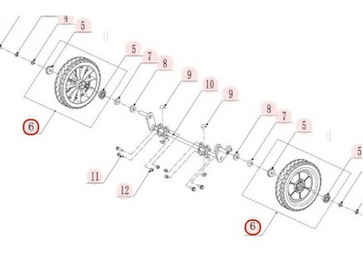 Roue avant pour tondeuse Weibang (451021001040)