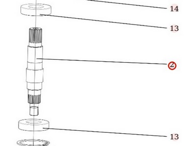 Arbre de palier de lame pour débroussailleuse autoportée Roques & Lecoeur (S532038152193)