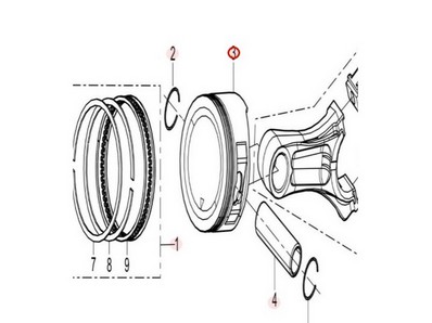 Piston pour moteur Loncin / Rato (0001210106)