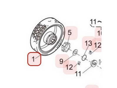 Roue arrière pour tondeuse Kaaz (71041144)