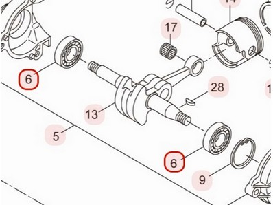 Roulement de vilebrequin pour tronçonneuse Maruyama (285521)