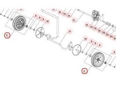 Roue arrière pour tondeuse Weibang (534030901081)