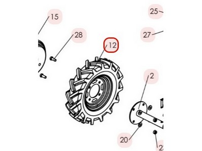 Roue arrière droite pour motobineuse Sarp (0309000023)