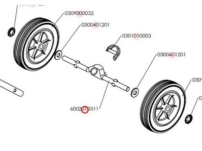Axe de roue pour motobineuse Roques & Lecoeur (6002010311)