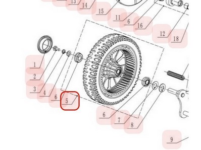 Roue arrière pour tondeuse Weibang (482030502040)