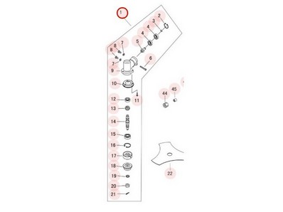 Renvoi d'angle pour débroussailleuse Sarp (YP61270030006)