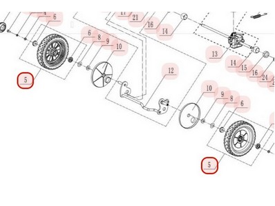 Roue arrière pour tondeuse Weibang (534030901040)