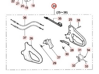 Manette d'accélérateur + câble pour taille-haie Kaaz (71014502)