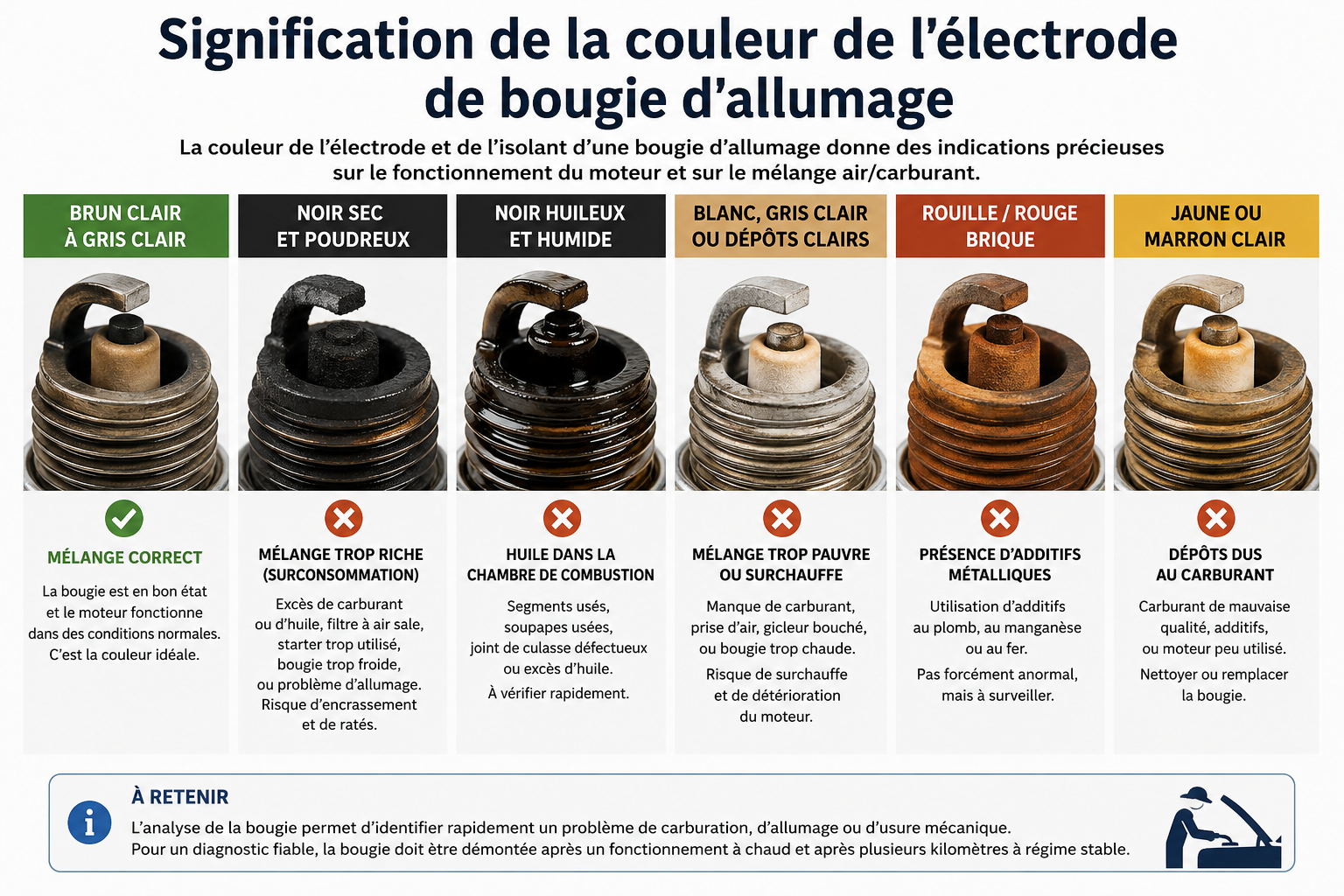couleur électrode bougie d'allumage